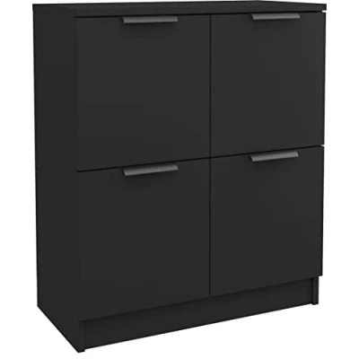 Imagen de vidaXL Aparador Armario Auxiliar Alacena Mesa Consola Entrada Pasillo Vestíbulo Recibidor Mueble de Madera Contrachapada Negro 60x30x70 cm
