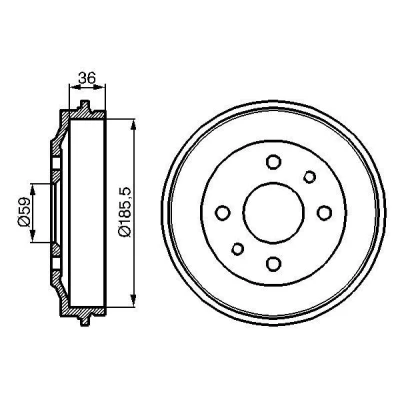 Imagen de BOSCH 0 986 477 055 Tambor de Freno 219 Eje trasero SEAT: IBIZA 1, Marbella Hatchback, Fura, FIAT: 126, Cinquecento, Panda I LANCIA: Y10