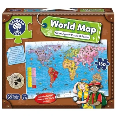 Imagen de Orchard Toys World Map Jigsaw Puzzle and Poster, Educational 150 piece of Countries Continents The World, Includes Age 5 10