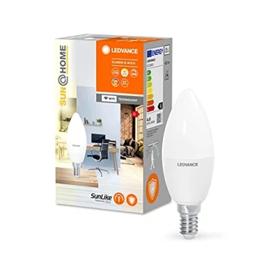 Imagen de LEDVANCE SUN@HOME LED Lampe E14 4,9W ersetzt 25 W, 425 Lm, Sonnenlicht bis Kaminfeuer (2200 5000K), CRI95, Smarte WIFI Leuchte per Alexa, google und App steuerbar mit Biorhythmusfunktion