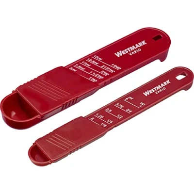 Imagen de Westmark 2 cucharas medidoras ajustables, con escalas: 1 x 0,6 5 ml y 15 ml, plástico, vario, rojo/blanco, 30592270
