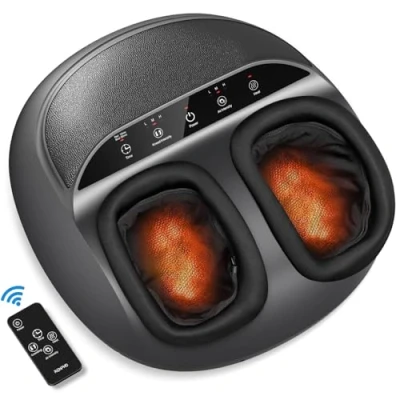 Imagen de RENPHO Masajeador de Pies con Control Remoto,Eléctrico Masaje Shiatsu presoterapia en Casa Calor Infrarrojo, Rodillos y Compresión Aire, Piernas para Oficina Uso
