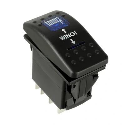 Imagen de HUAREW 12V/24V Panel de Interruptor Basculante, 7 Pin Interruptores Impermeable LED Azul (Winch in Out Light)