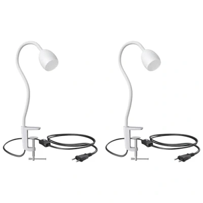 Imagen de ledscom.de 2 piezas lámpara de pinza, cuello cisne KLUK, interruptor, blanco mate, 1x GU10 máx. 60W