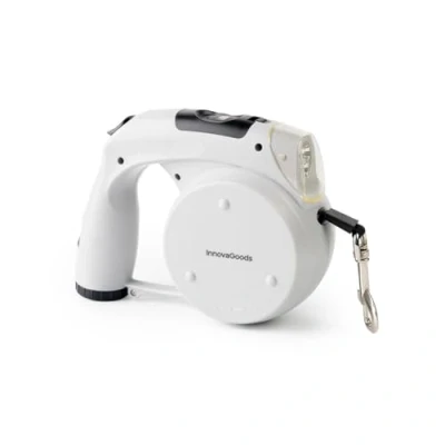 Imagen de InnovaGoods® Correa Perro 6 en 1, Extensible, Extensible para 4M, Correas Perros Compartimento Bolsas, Reloj Digital, Luz Led, Comida y Bebedero