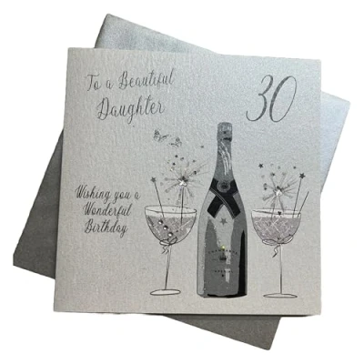Imagen de WHITE COTTON CARDS Code BD10 30 &quot;a una Hermosa Hija Wishing You a Wonderful Birthday Hecho Mano 30th Tarjeta de felicitación cumpleaños