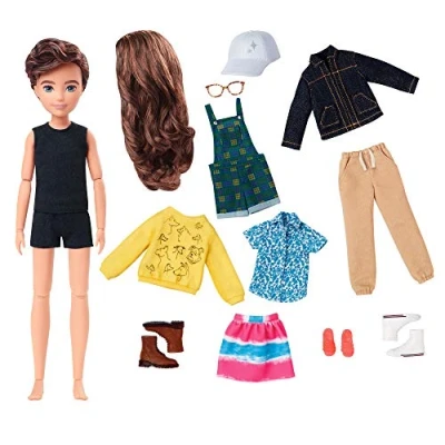 Imagen de Creatable World Figura Unisex, Muñeco Articulado, Pelucas Pelo Oscuro (Mattel GKV46) , color/modelo surtido