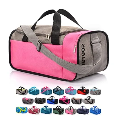 Imagen de Bolsa de Deporte Gimnasio Fitness Viaje Vacaciones Deportiva Bolso Universal con Bandolera plegada Ideal para jóvenes y Adultos, Hombre Mujer 20L 40L (Gris/Rosa, 20 L)