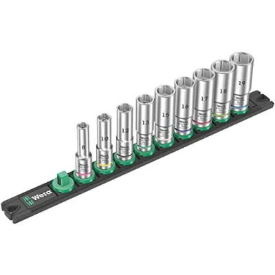 Imagen de Wera 05005440001 Juego de llaves vaso en tira magnética B Deep 1, arrastre 3/8&quot;, 9 piezas