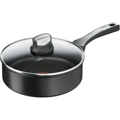 Imagen de Tefal Sartén G25932 Unlimited On 24 cm con revestimiento antiadherente de titanio resistente a los arañazos señal térmica sin PFOA adecuada para todo tipo cocinas, incluidas las inducción negra