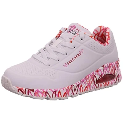 Imagen de Skechers Uno Loving Love, Zapatillas Mujer, White Durabuck Red Pink Mesh Trim, 38.5 EU