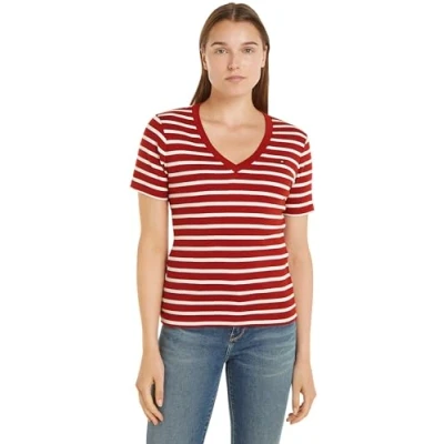 Imagen de Tommy Hilfiger NEW SLIM CODY Camiseta básica, Mujer, Talla: XXS, Breton/dark magma/ecru