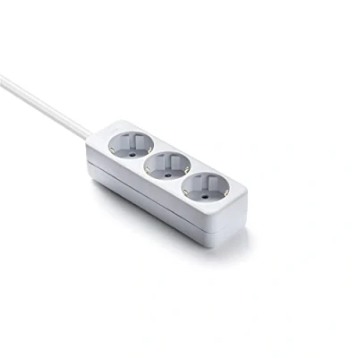 Imagen de FAMATEL Regleta ecosockets 3 tomas 1,5 Metros Hasta 3500W Protección Infantil Base enchufes Múltiple Orientación a 45º Blanco