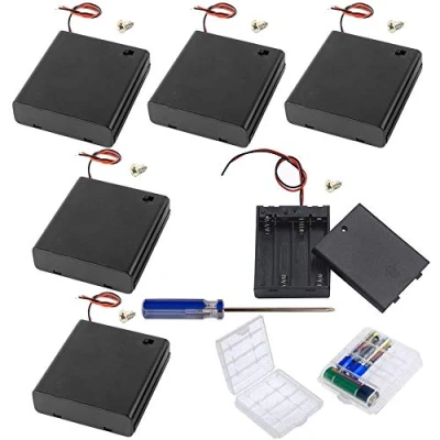 Imagen de GTIWUNG 8Pcs AA 6V batería Titular Caso Caja de Almacenamiento la plástico con Interruptor ON/Off, DIY 4 x Pila, Portapilas Cables