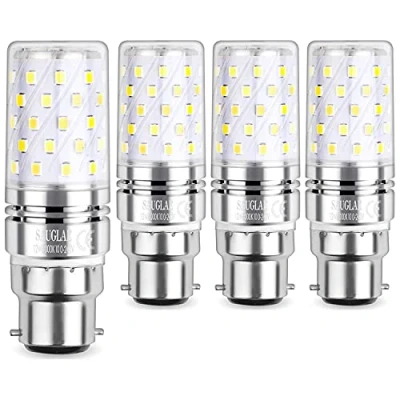 Imagen de Sauglae LED Maíz Bombilla 12W, 100W Incandescente Bombillas Equivalentes, 6000K Blanco Frío, 1450lm, B22 Gorra Bayoneta, 4 Pack