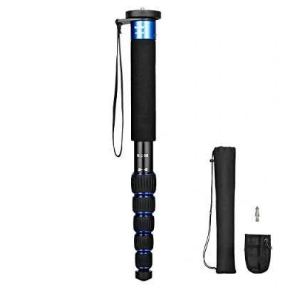 Imagen de koolehaoda Monopie de 6 Secciones Varilla compacta Unipod aleación Aluminio, máx. Carga 10 kg, el tamaño Plegable es Solo 38 CM (Azul)