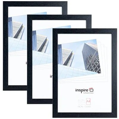 Imagen de Hampton Frames OXFA4NG Marco de fotos para póster (tamaño A4, 21 x 30 cm), color negro, 3 unidades