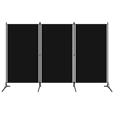 Imagen de vidaXL Biombo Divisor de 3 Paneles Pie Plegable Separador Habitación Dormitorio Estancia Decoración Partición Privacidad Negro 260x180 cm