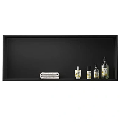 Imagen de Bernkot nicho de ducha negro acero inoxidable 304, 90 x 30 10 cm, pared no necesita azulejos para baño, almacenamiento sobre montaje