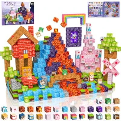 Imagen de Crifeton Bloques Magneticos Construccion Niños 150 Piezas 2CM 3+ Magneticas, Juego Magnetic Blocks Tiles Construcción, Juguetes Montessori para 4 5 6 7 8 9 10 11 Regalos de Cumpleaños Niñas