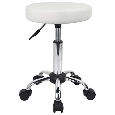 Imagen de FURWOO Taburete rodante Multiusos Redondo con Ruedas para de Dibujo Ajustable SPA (Blanco)