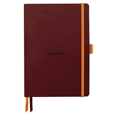 Imagen de RHODIA 117800C Cuaderno flexible Bullet Journal Goalbook Lie de Vin A5 Punteados Dot 240 páginas Papel Clairefontaine Marfil 90 g 2 cintas, cierre elástico cubierta piel sintética