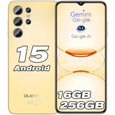 Imagen de OUKITEL C1 Pro Telefonos Moviles Libres Android 15 16GB RAM+256GB ROM/1TB Moviles, Batería 5150mAh Telefono Movil, 6,52&quot; HD+, Cámara 13MP, Triple 4G SIM Smartphone/Fingerprint/Face ID/OTG/3.5mm Jack