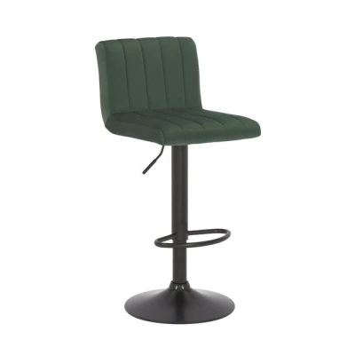 Imagen de CLP Taburete de Bar Jamie en Terciopelo con Base metálica I Silla Alta Cocina Respaldo &amp; reposapiés, Color:Verde Claro