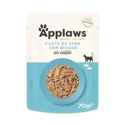 Imagen de Applaws Comida Húmeda para Gatos 100% Natural con Filete de Atún y Besugo en Caldo Adultos 12 Sachets 70g
