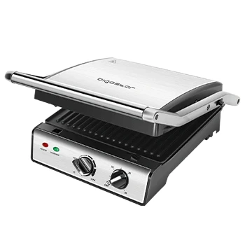 Imagen de Aigostar Grill, Parrilla Eléctrica, Panini, Tostadora, Sandwichera con Sonda de Alimentos. Placas antiadherentes extraíbles, 2000W, control automático temperatura, apertura plana 180, Max Pro