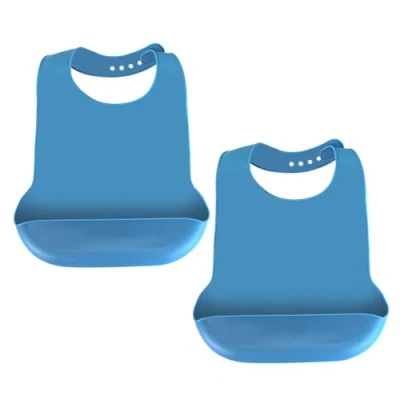 Imagen de LWMLWM Baberos de Silicona Lavables para Adultos Mayores, Comedor Reutilizables Hombres Impermeables Mujeres Discapacitados (2, Azul)
