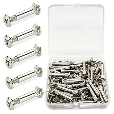 Imagen de GIAK tornillos de conexión para muebles, M4 x 31 40 mm, acero niquelado, 100 unidades, conexión, conectores armarios
