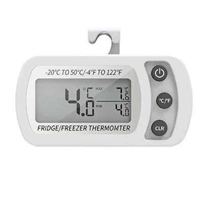 Imagen de Termómetro digital para refrigerador, congelador a prueba de agua con gancho, Pantalla LCD fácil leer, Función registro máximo/mínimo, Ideal el hogar, restaurantes,