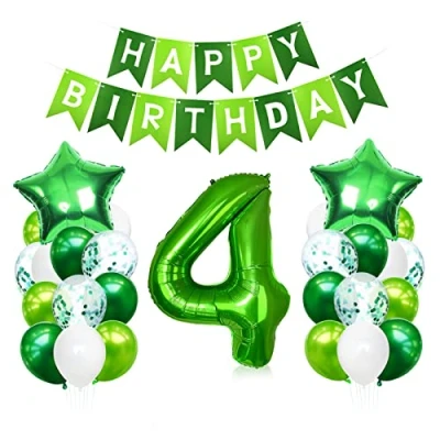 Imagen de 4 Globos de Cumpleaños, Globo Año, Numero 4, Decoracion Cumpleaños Niño, Grandes Gigantes Helio Verde, para Fiestas