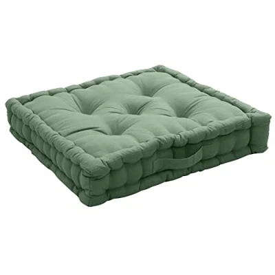 Imagen de Cojín de Suelo con asa, 50 x cm, Verde Arcilla, 100% algodón Certificado Oeko Tex, Relleno Reciclado, Acolchado para asegurar un Buen Atuendo, colección Panamá, Enjoy Home