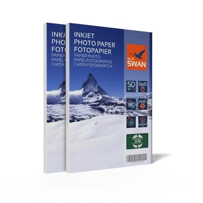 Imagen de 100 hojas de papel fotográfico 10 x 15 cm, 180 g/m², Highglossy (extrafino, alto) Impermeable color blanco alta Colores brillantes, para impresoras inyección (Impresora tinta)
