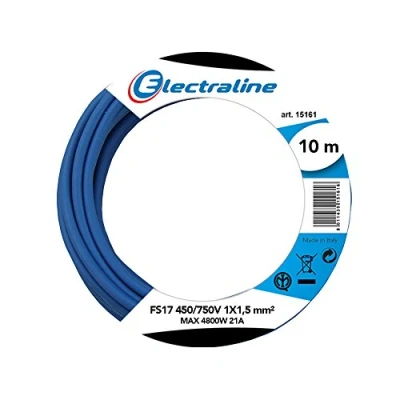 Imagen de Electraline 13091 Cable Unipolar FS17, Sección 1 x 1,5 mm², azul, 10 m