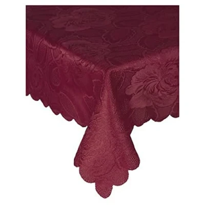 Imagen de Emma Barclay Damask Rose Mantel Jacquard en Color Vino, 60 x 84 (152 213 cm)
