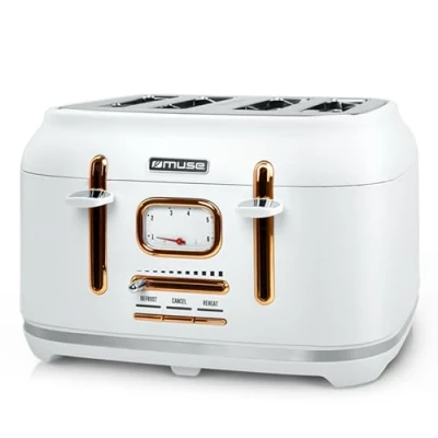 Imagen de Muse MS131W Tostador 4 rebanadas blanco mate/cobre