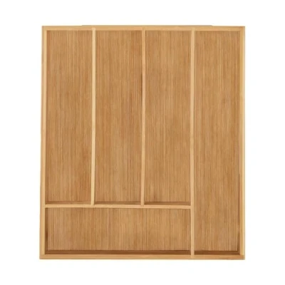 Imagen de Relaxdays Cubertero Cajón Bambú, Organizador Cubiertos Madera, Pequeño, 5 Compartimentos, x 30 34cm, Cocina, Natural