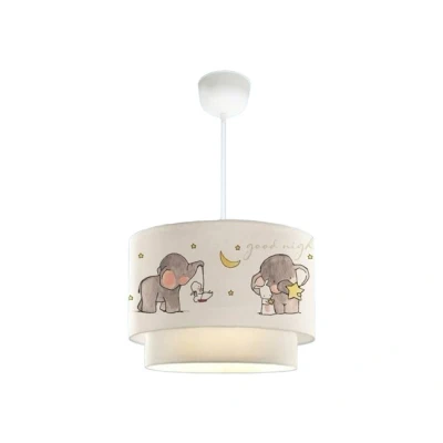 Imagen de lux.pro Lámpara Colgante Infantil de Techo para Niños con Motivo Elefante Dormitorio 1xE27 20 W Plástico Tela 70 x Ø 30 cm Blanco