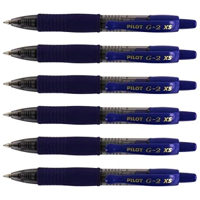 Imagen de Pilot Lote de 6 mini bolígrafos roller tinta gel G2 XS7 PIXIE (0,7 mm), color azul