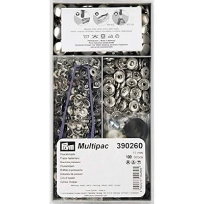 Imagen de Prym Non Sew Press Fasteners, Silver, 15 mm, silberfarbig, 100 Stück
