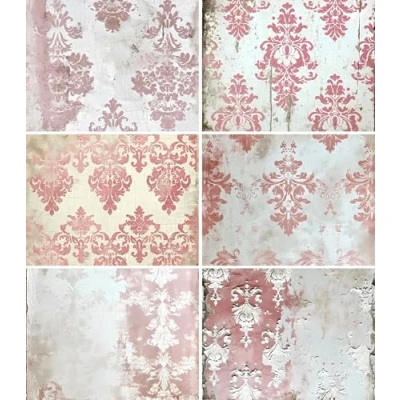 Imagen de Papel de arroz damasco rosa pálido, 20,3 x 26,7 cm, para tarjetas scrapbooking y manualidades
