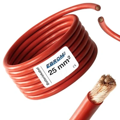 Imagen de cable de batería 2 metros, color rojo, H07V K, 25 mm², batería, 99,9% cobre OFC, m (2 m), mm²
