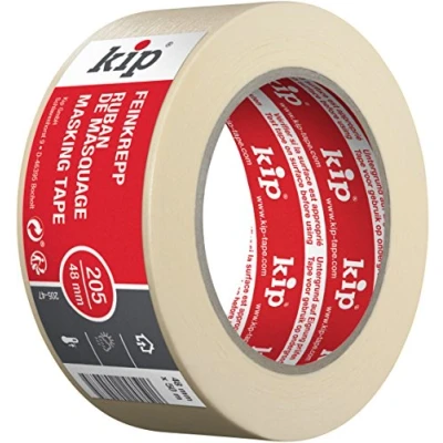 Imagen de Kip MASKING TEC crepé fino Cinta 48 mm x 50 m adhesiva impregnada para interiores Bellos bordes de color Alta fuerza Resistente al desgarro y flexible