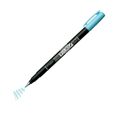 Imagen de Tombow Rotulador Fudenosuke Hard Azul Pincel para Lettering, Caligrafia, Contornos, Dibujo, Ilustraciones, Esbozos Punta Elastica Dura Resistente al agua
