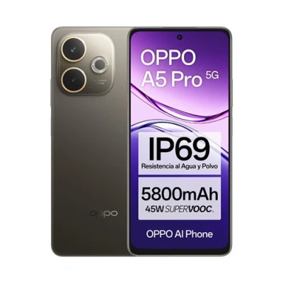 Imagen de OPPO A5 Pro 5G Smartphone Libre con IA, 8GB RAM + 256GB, Pantalla 6.67&quot; 120Hz, Cámara 50MP, Batería 5800, Carga Rápida 45W, Versión Española, Funda incluida Marrón