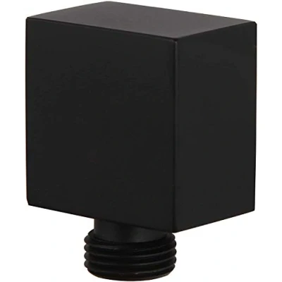 Imagen de Codo de suministro agua latón macizo para montaje en pared, acabado negro mate