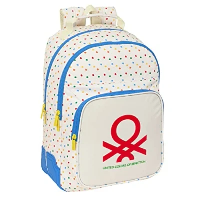Imagen de BENETTON Topitos Mochila Escolar Infantil, Ideal para Niños de Diferentes Edades, Cómoda y Versátil, Calidad Resistencia, 32x15x42 cm, Color Blanco roto